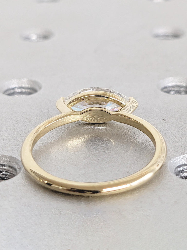 0.5-2.25ct Lab Grown Diamond Engagement Ring, East West Marquise Rings for Women, Lab Diamond Ring, 14k Gold Wedding Ring, Gift for Wife