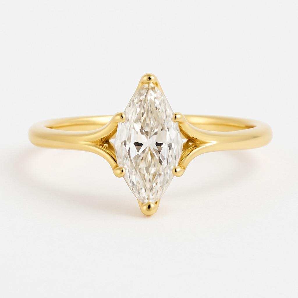 IGI Certified Marquise Lab Grown Diamond Ring | Split Shank Engagement Ring | Wedding Ring Promise Ring for Her, Anniversary Gift For Women