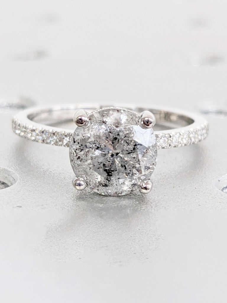 Half Eternity Ring, White Gold Ring, Diamond Hidden Halo Ring