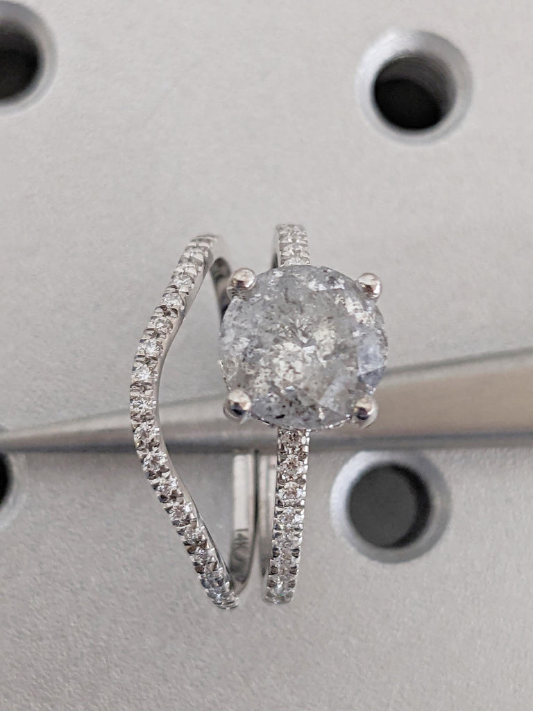 Hidden Halo Engagement Ring, Art Deco White Gold Ring
