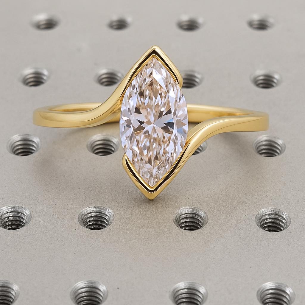 Marquise Cut Ring, Bezel Set Engagement Ring
