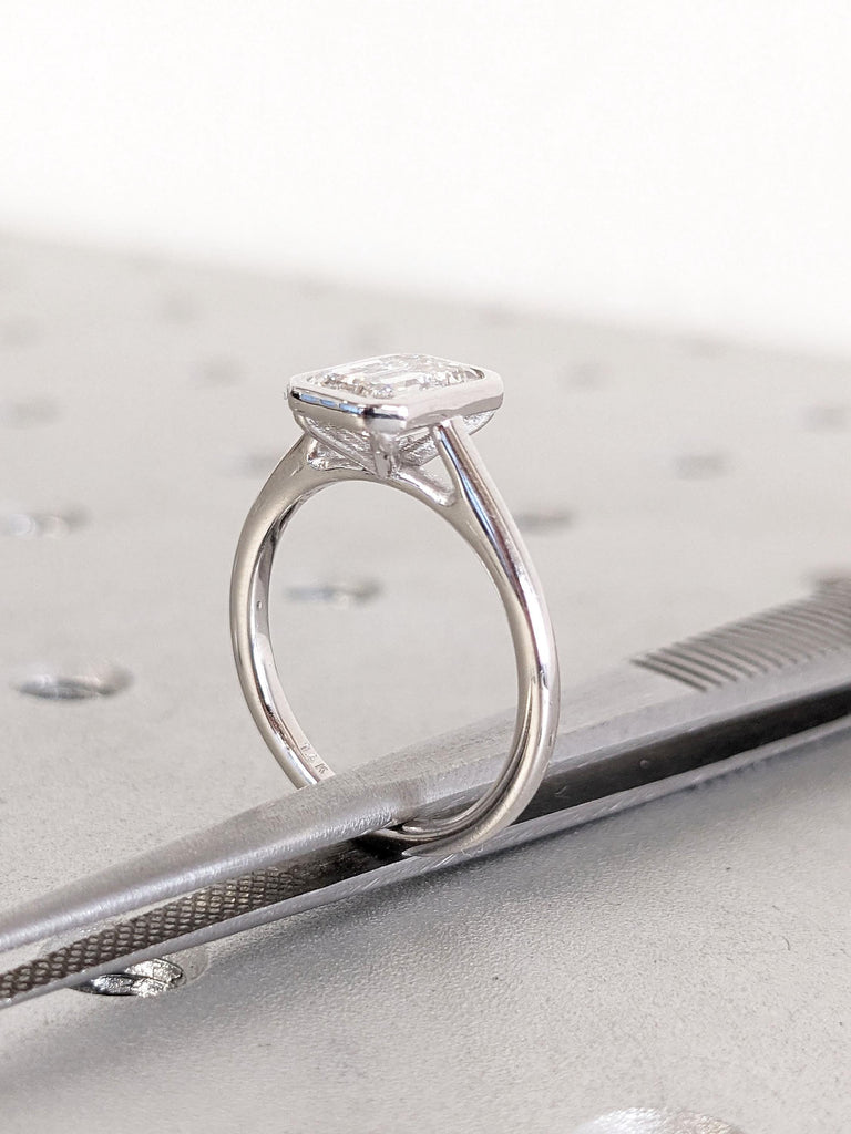 Lab Grown Diamond Ring 14k Gold | D VS1 Emerald Cut Lab Diamond Engagement Ring | 1ct, 2CT Lab Created Diamond Ring | Diamond Promise Ring