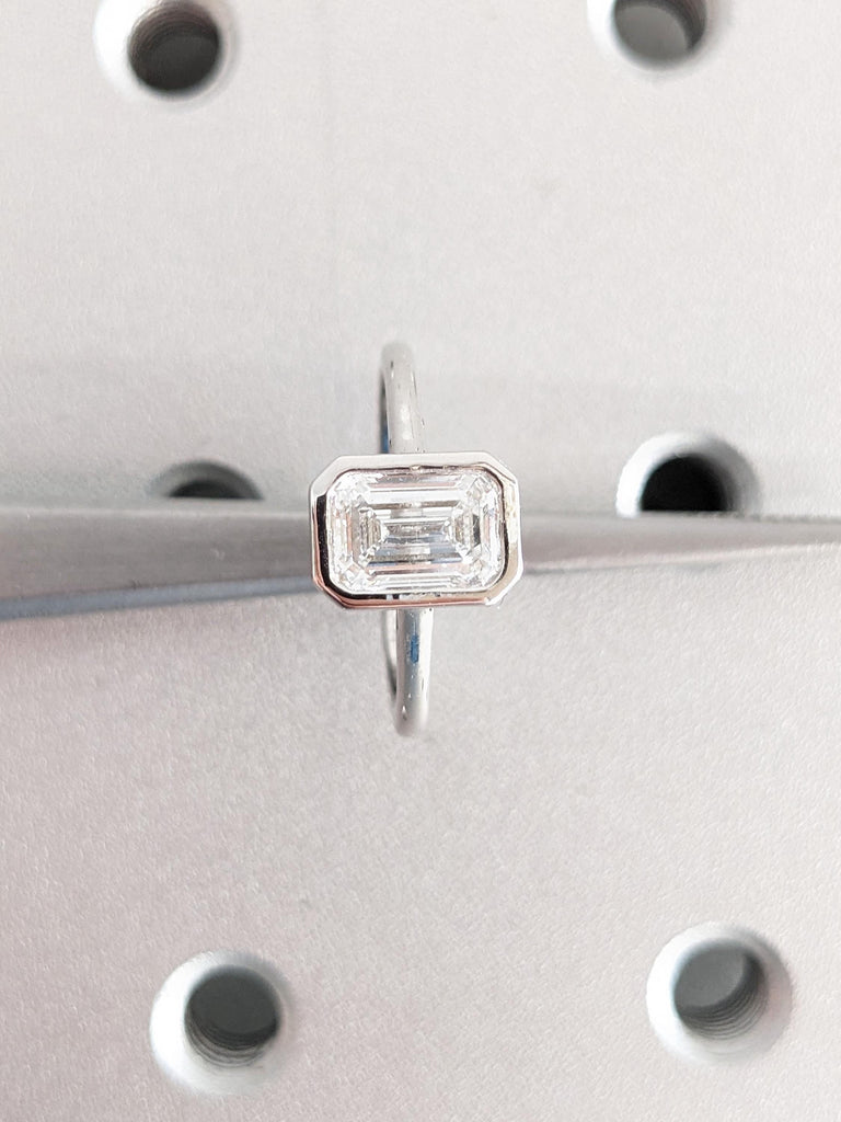 Lab Grown Diamond Ring 14k Gold | D VS1 Emerald Cut Lab Diamond Engagement Ring | 1ct, 2CT Lab Created Diamond Ring | Diamond Promise Ring