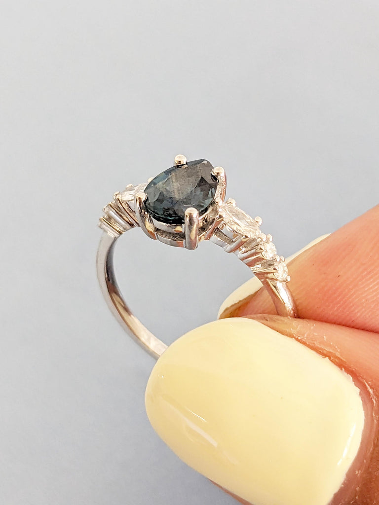 Pear Shaped Engagement Ring, Montana Sapphire Ring