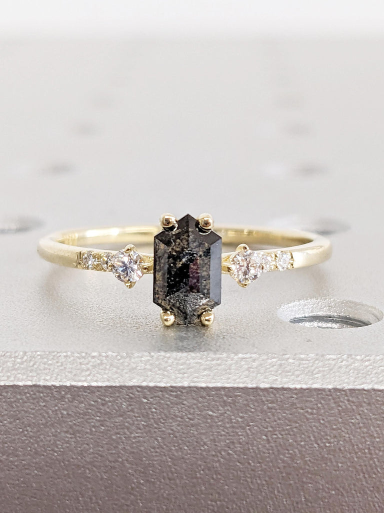 Unique Salt and Pepper Diamond Engagement Ring