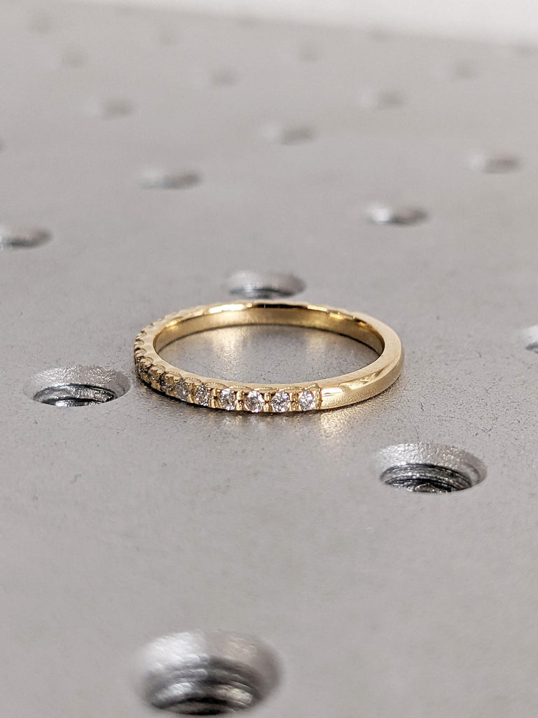 Lab Grown Round Diamond Wedding Band | Lab Created Diamond Wedding Ring | Diamond Anniversary Stacking Ring | White Yellow Rose 14k Gold