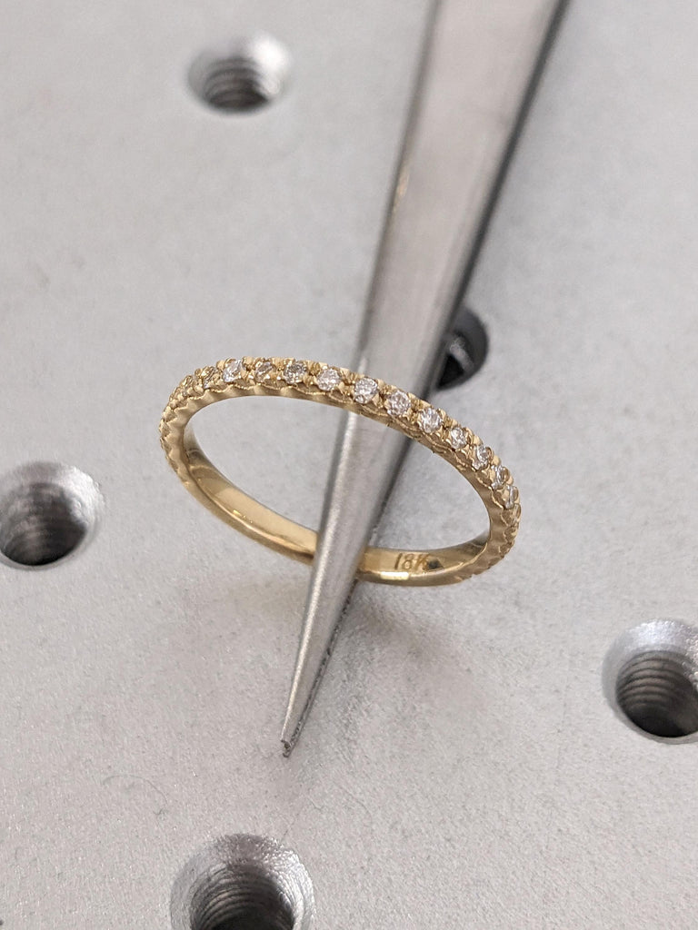 14k 18k Real Yellow Gold Eternity Ring for Women | Wedding Ring Diamond Half Eternity Band | Minimalist Ring | Jewelry Gift for Her Birthday