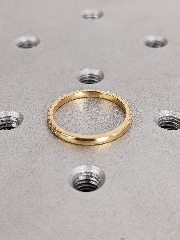 14k 18k Real Yellow Gold Eternity Ring for Women | Wedding Ring Diamond Half Eternity Band | Minimalist Ring | Jewelry Gift for Her Birthday