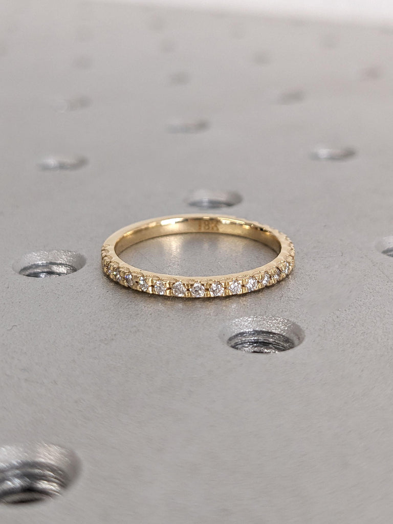 14k 18k Real Yellow Gold Eternity Ring for Women | Wedding Ring Diamond Half Eternity Band | Minimalist Ring | Jewelry Gift for Her Birthday
