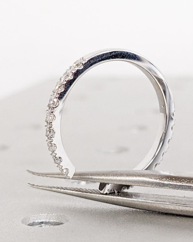 Diamond Wedding Band, 18K White Gold Ring, Open Gap Wedding Band, Diamond Cuff Ring, Stacking Ring Stackable Band Matching Band, Bridal Gift