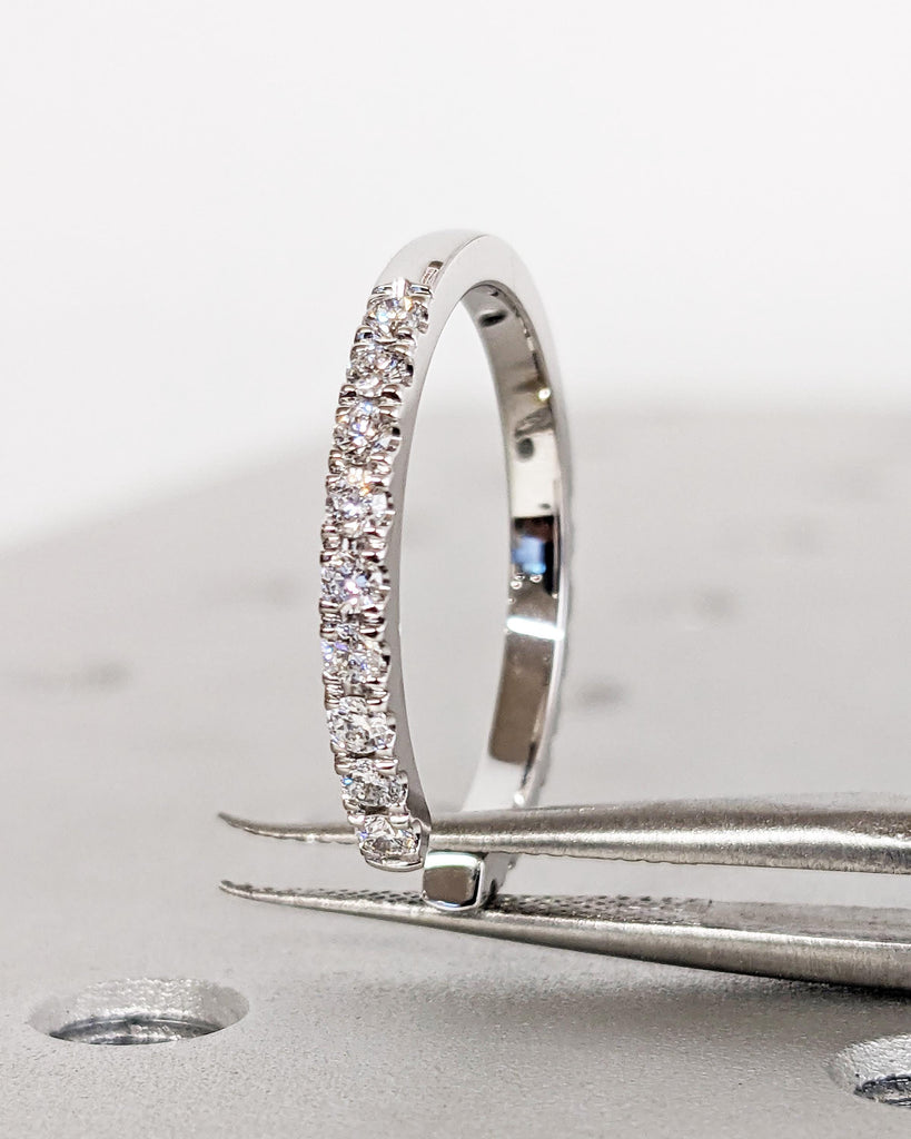 Open Wedding Band, Open Diamond Ring, Bridal Stacking Wedding Ring, 14K or 18K White Gold Ring, Moissanite or Lab Grown Diamond Band, Diamond Cuff Ring