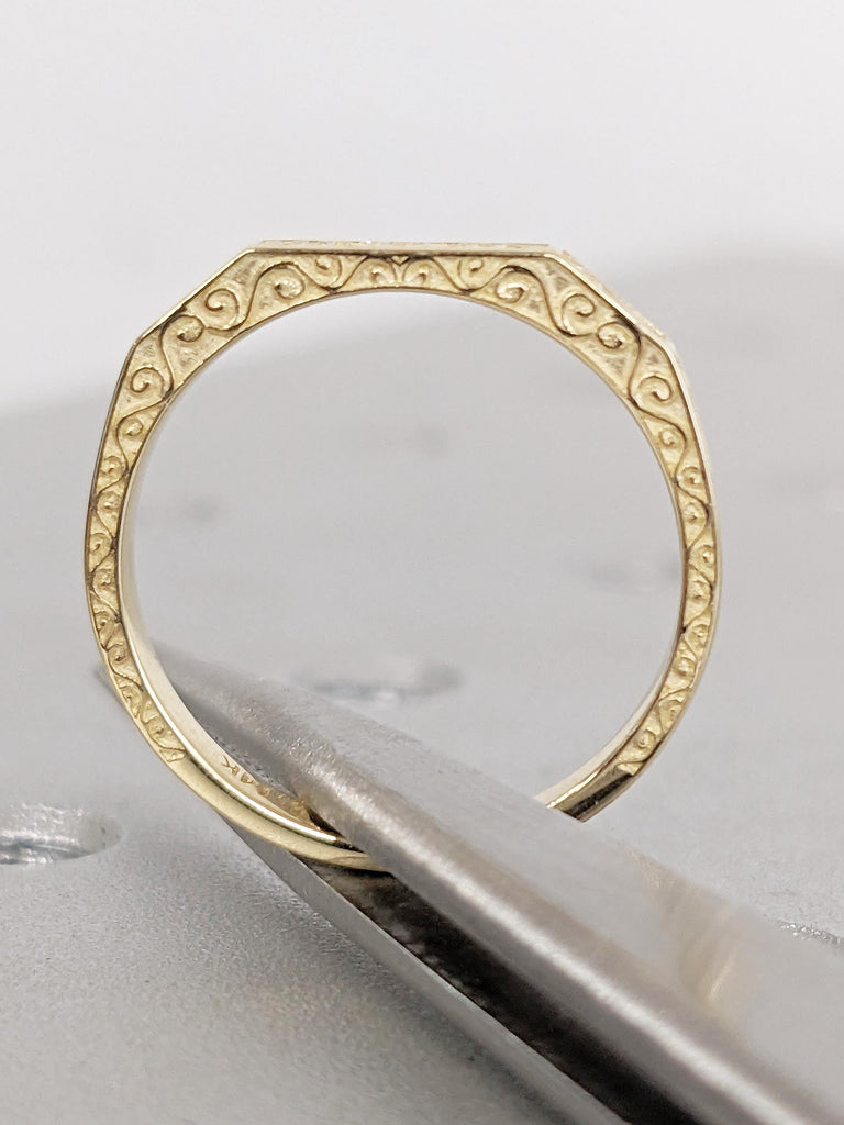 Vintage Flat Top Ring, Dainty 14k Gold Ring