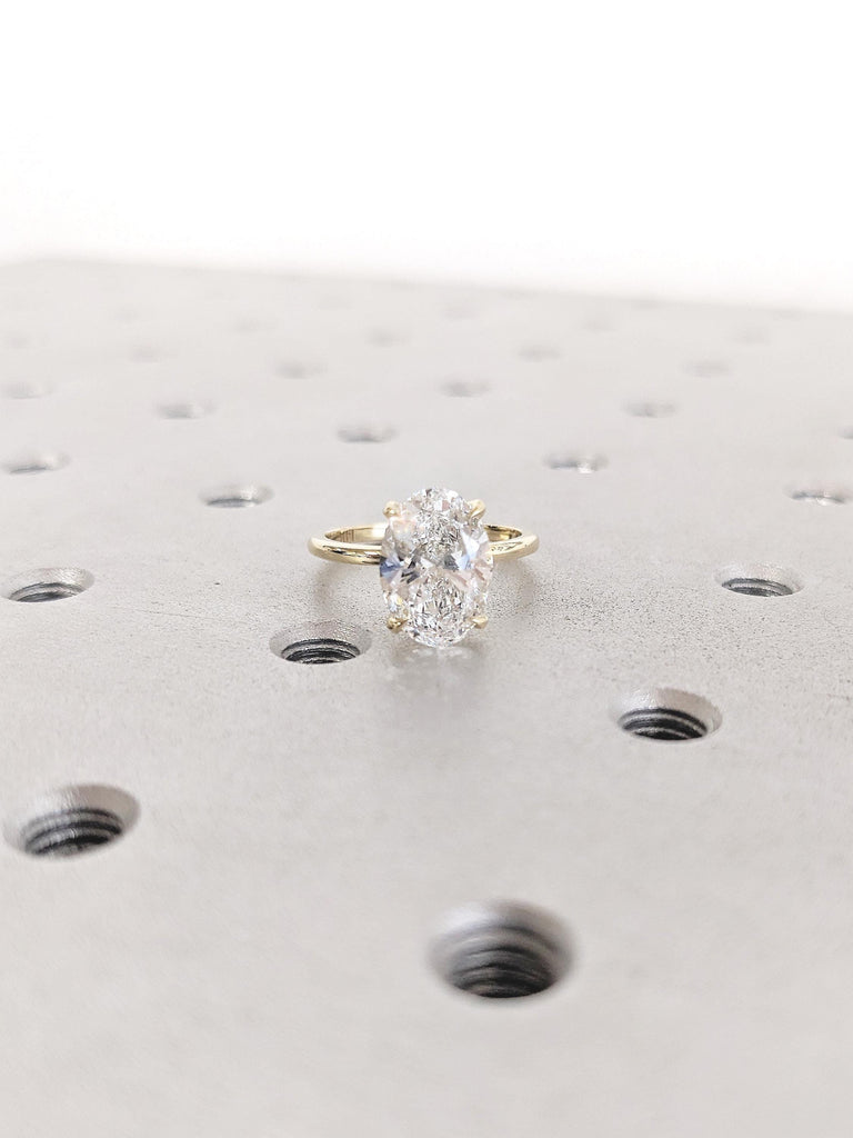 Lab Diamond Ring, Oval Engagement Ring, 14k Yellow Gold Statement Ring, Handmade Rings, Lab Grown Diamond Wedding Ring, Minimalist Ring