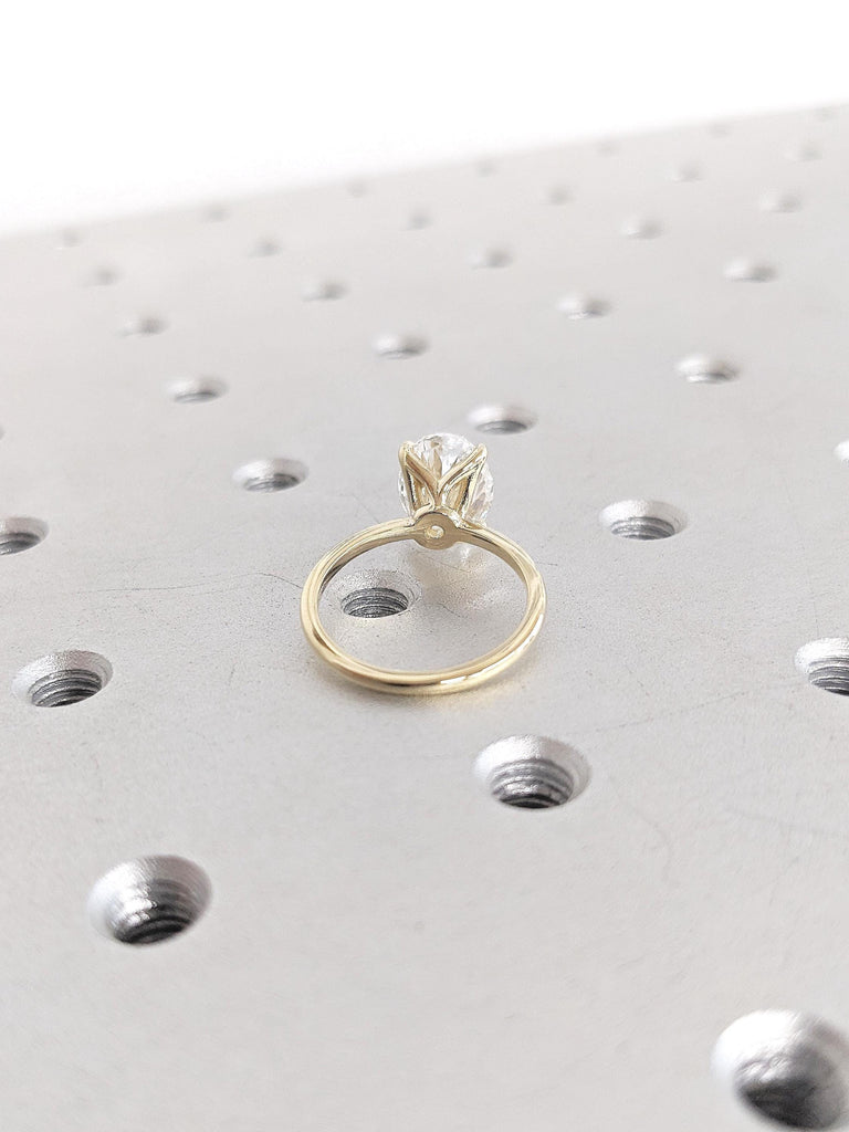 Oval Moissanite Engagement Ring, 14k Solid Gold Ring, 1ct, 2ct, 3ct Moissanite Ring, Oval Anniversary Wedding Ring, Gift for Her, Tulip Ring