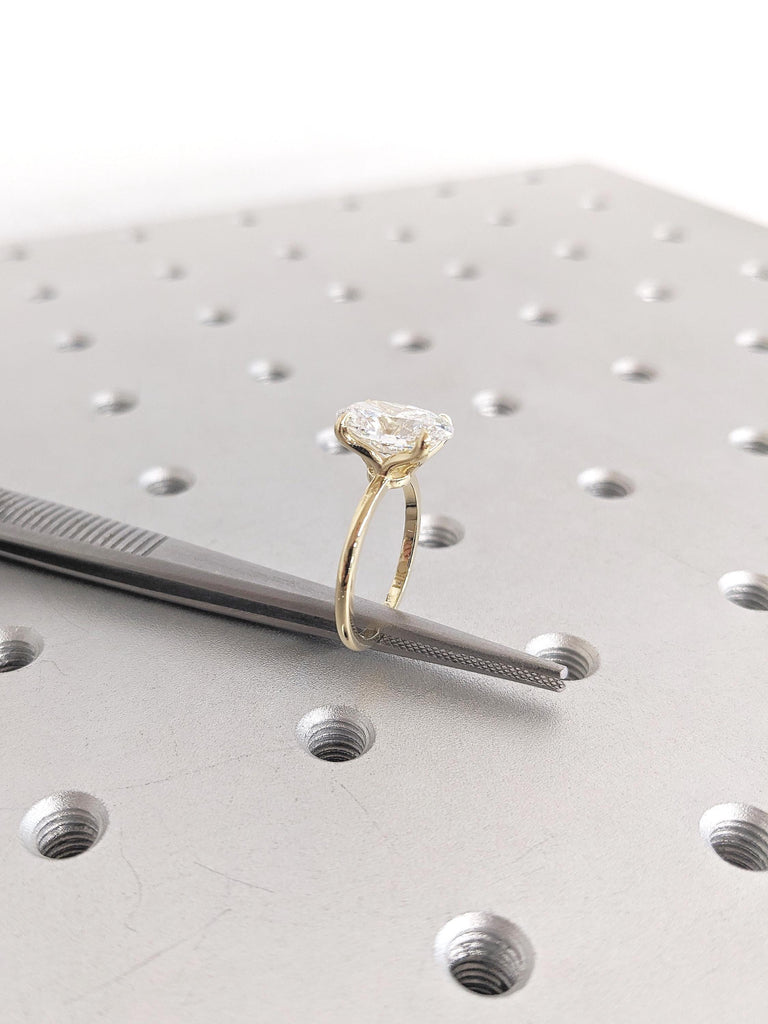 Oval Moissanite Engagement Ring, 14k Solid Gold Ring, 1ct, 2ct, 3ct Moissanite Ring, Oval Anniversary Wedding Ring, Gift for Her, Tulip Ring