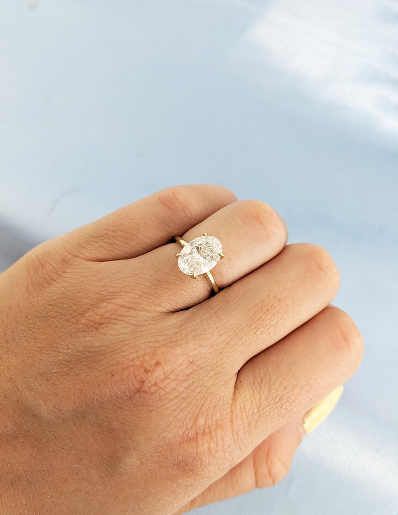 2.5CT Oval Engagement Ring, Lab Grown Diamond Ring, 14k Solid Gold Ring