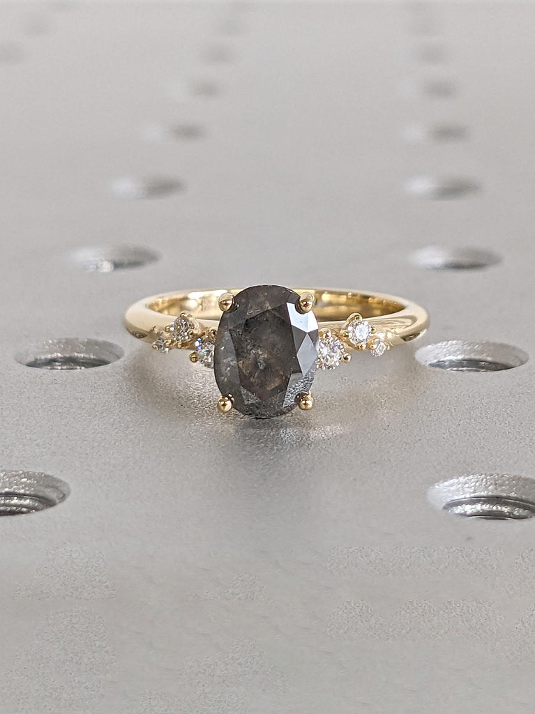 Salt and Pepper Diamond Ring, Custom 1.25ct Salt and Pepper Diamond Engagement Ring, Grey Diamond Engagement Ring