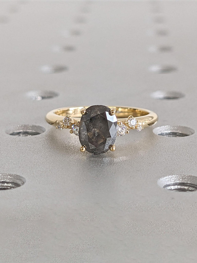 Salt and Pepper Diamond Ring, Custom 1.25ct Salt and Pepper Diamond Engagement Ring, Grey Diamond Engagement Ring