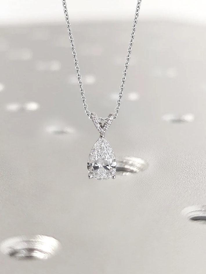 Genuine Diamond Bridal Necklace | Diamond Solitaire Necklace | 14k 18k Gold Everyday Lab Diamond Necklace | Petite Diamond Layering Necklace image #1