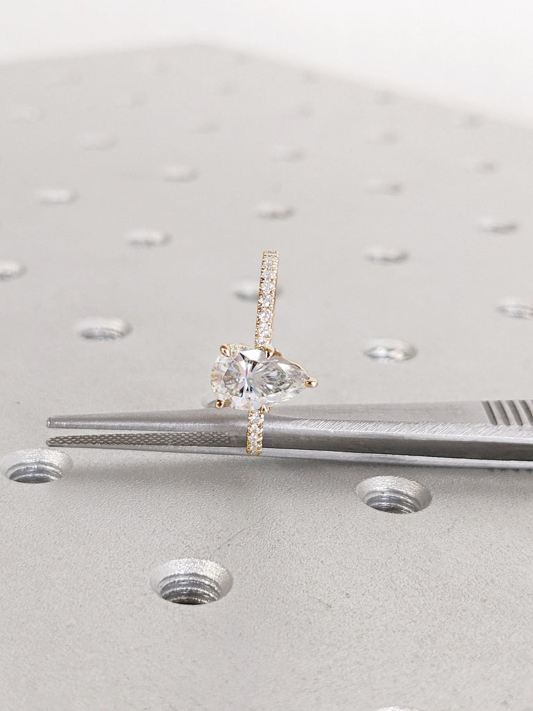 Half Eternity 14k Solid Gold Ring, Engagement Gift for Her