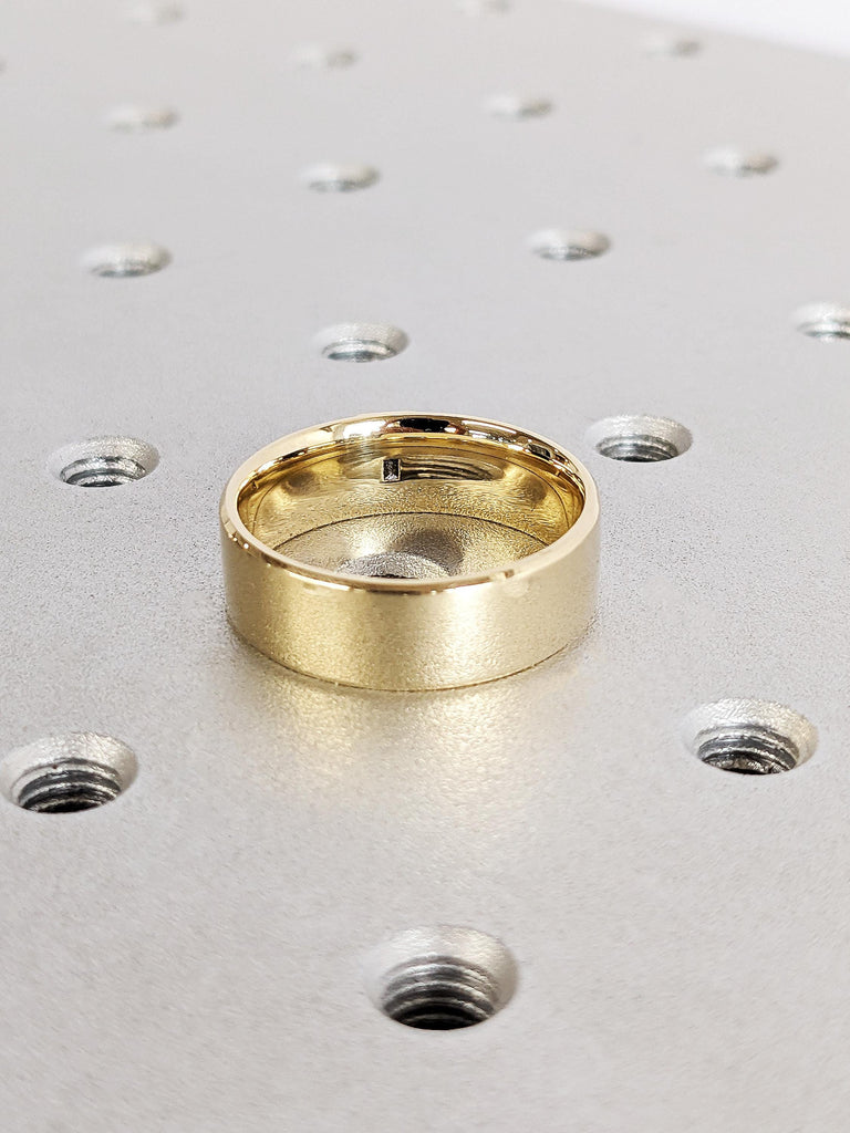 14K Yellow Gold Raw Salt & Pepper Diamond Wedding Band, Dainty Baguette Cut Diamond Ring, Solid Gold 7mm Band , Custom Men's Engagement Ring
