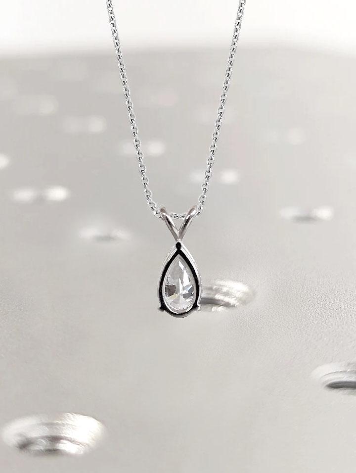 Moissanite Necklace Pear Pendant For Ladies | 1-2CT Pear cut Moissanite Pendant 14K Gold Necklace | Teardrop Shape Dainty Everyday Necklace