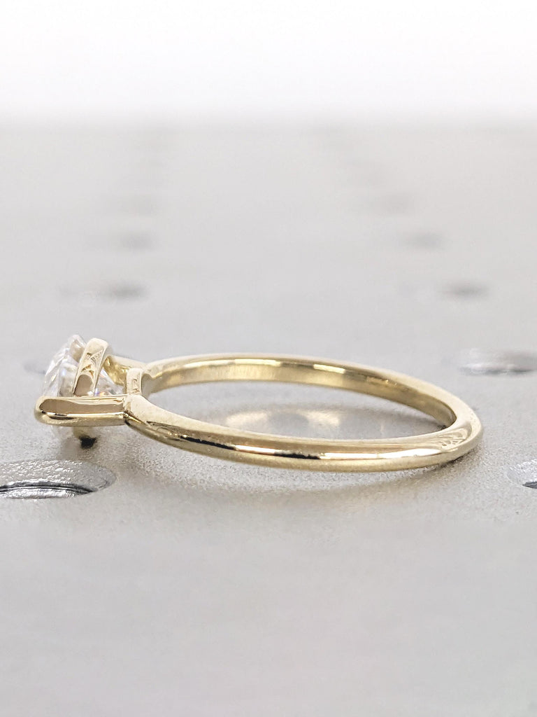 East West Ring, Marquise Engagement Ring, Lab Grown Diamond Ring, 14k Gold Promise Ring for Her, Marquise Cut Diamond, Unique Solitaire Ring