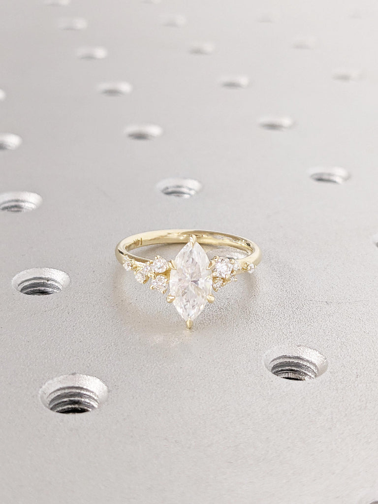 Moissanite Rings for Women, Handmade Rings, Art Deco Snowdrift Diamond Cluster Ring