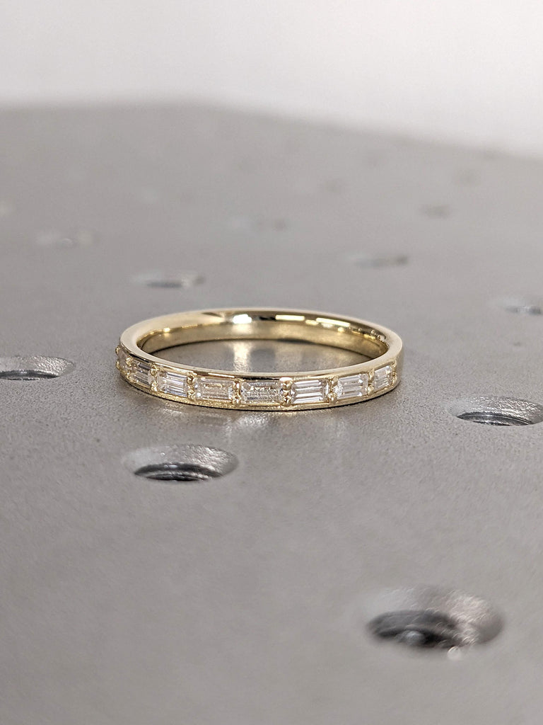 14k Solid Gold Genuine Diamond HALF Eternity Band | Wedding Band Stack Ring For Women