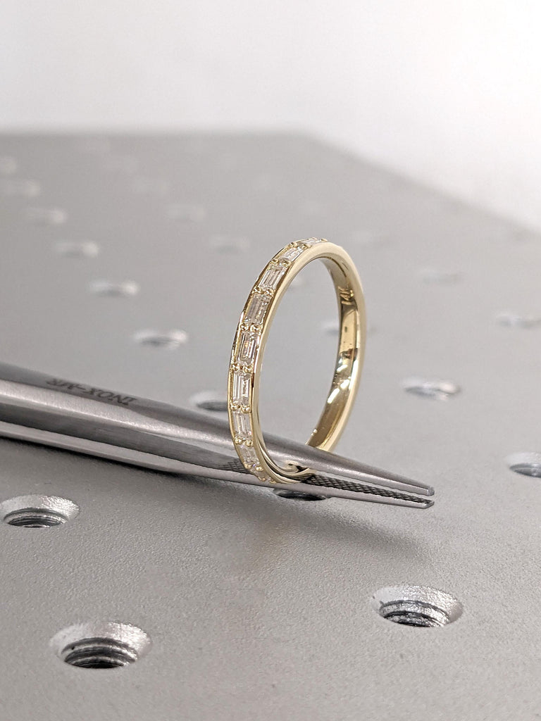 Baguette Diamond Wedding Band / Channel Set Baguette Half Eternity Ring / Baguette Eternity Band / Anniversary Gift / Promise Ring