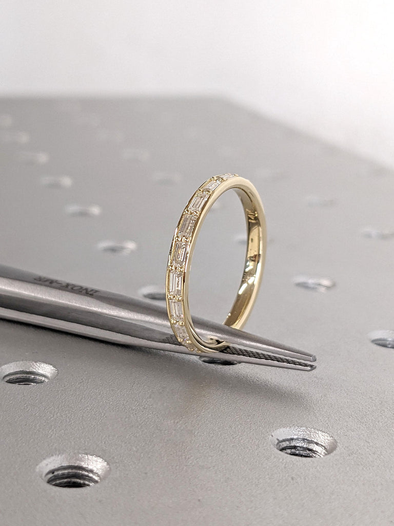 Baguette Diamond Wedding Band / Channel Set Baguette Half Eternity Ring / Baguette Eternity Band / Anniversary Gift / Promise Ring