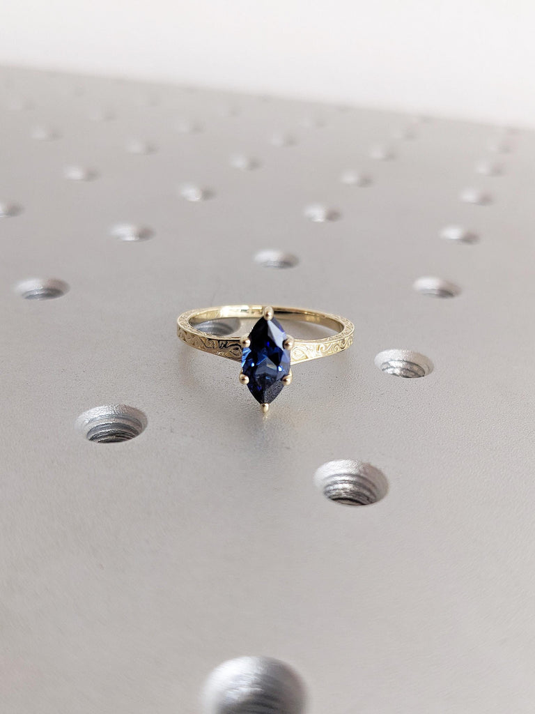 14K Yellow Gold Filigree Wedding Ring, Petite Thin Band, Gold Statement Ring, Gift for Her