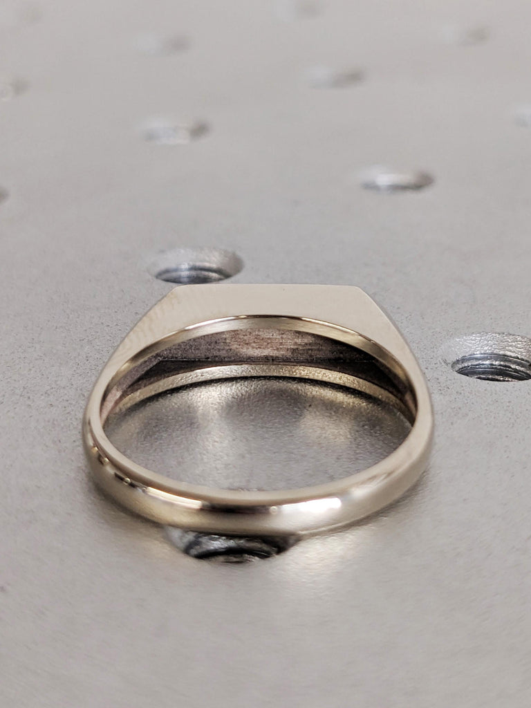 Personalized 14K Raw White Gold Lab Diamond Ring, Vintage Baguette Cut White Diamond Wedding Ring, Wide Band Polished Finish Diamond Ring