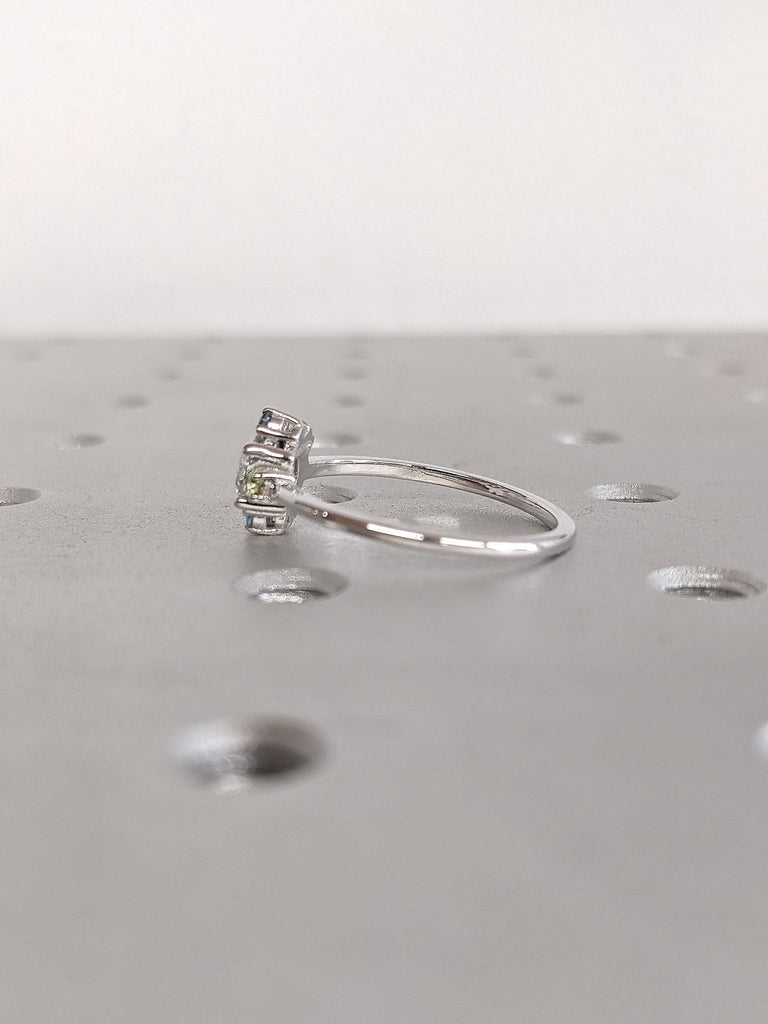 Dainty Round Lab Grown Diamond Promise Ring | CVD Diamond and Gemstone Engagement Ring for Women | 14k Gold Ring in Yellow, White, Rose Gold