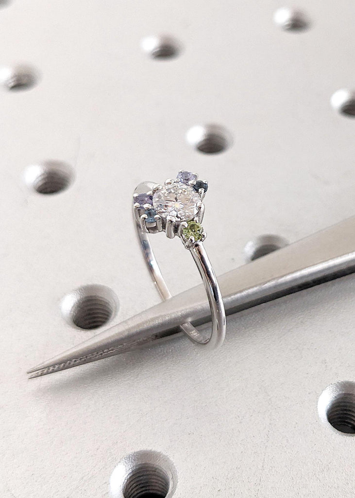 Vintage Lab Grown Diamond Engagement Ring, 14K White Gold Ring, Halo Wedding Ring for Women, Diamond Bridal Ring