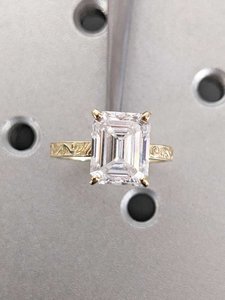 3 Carat F Color VS1 Lab Created Diamond Engagement Ring | 14k Gold Promise Ring for Her | Unique Scrollwork Filigree Ring