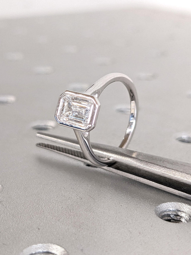 Lab Grown Diamond Ring 14k Gold | D VS1 Emerald Cut Lab Diamond Engagement Ring | 1ct, 2CT Lab Created Diamond Ring | Diamond Promise Ring