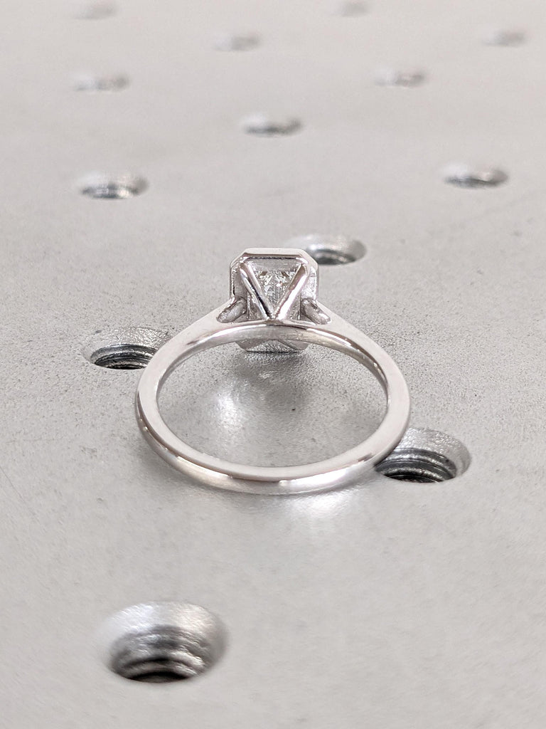 1, 2, or 3ct Emerald Cut Solitaire Bezel Ring | VVS Moissanite Solitaire | 14k Gold Bezel Engagement Ring | Emerald Cut Bezel Wedding Ring