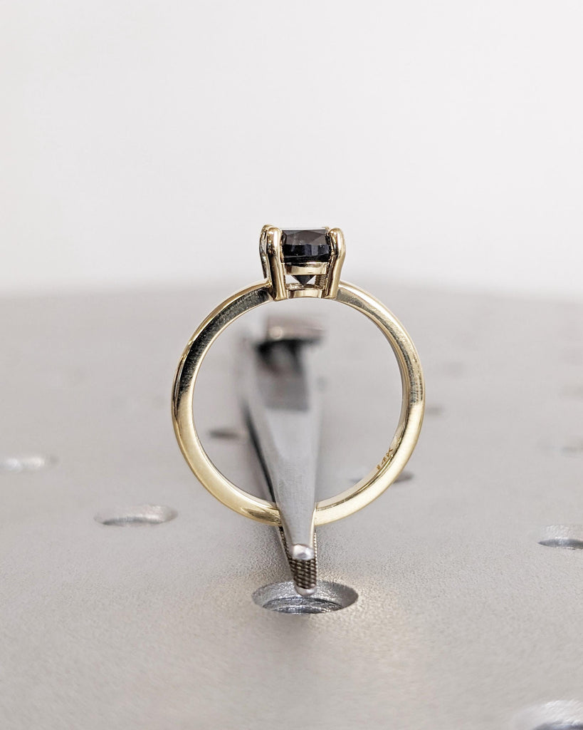 Salt and Pepper Diamond Cushion Ring, Galaxy Raw Salt and Pepper Square Diamond Ring, Vintage Cushion Cut Ring, 14K Vintage Engagement Ring