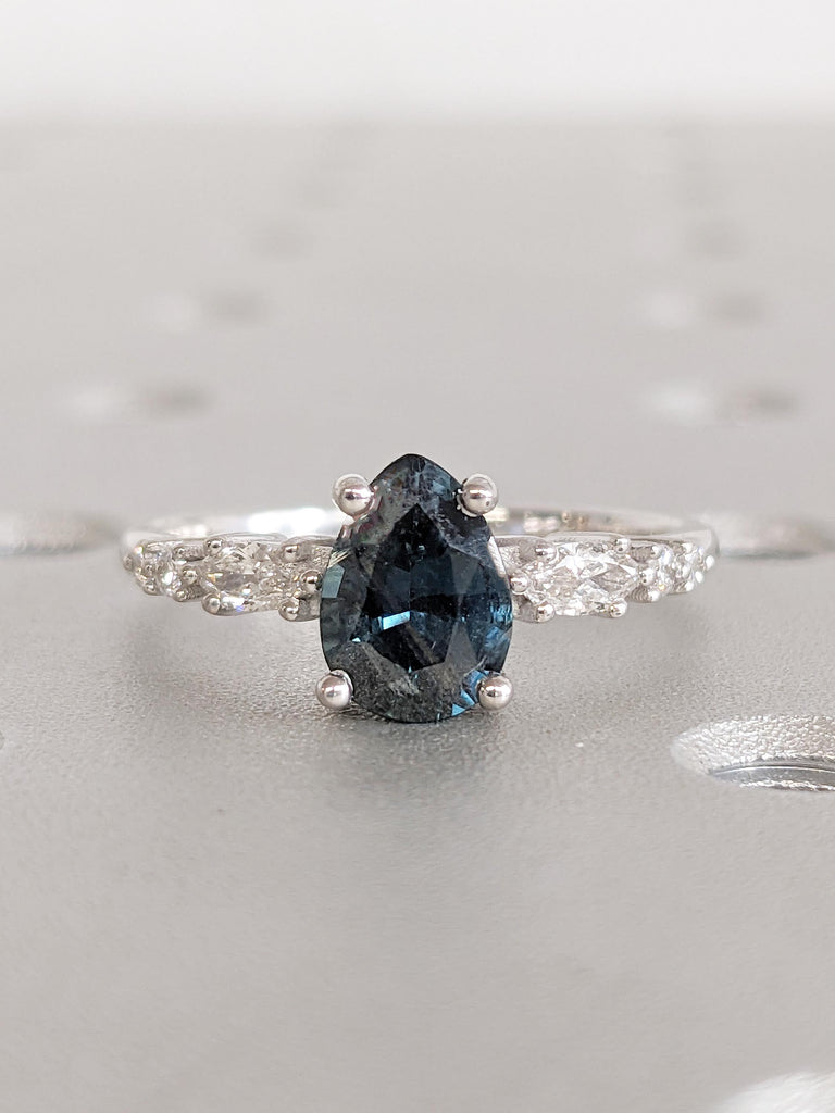 Pear Shaped Engagement Ring, Montana Sapphire Ring, 14k Gold Ring, Promise Ring for Her, September Birthstone Ring, Unique Handmade Rings