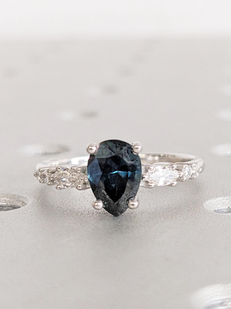 Pear Shaped Engagement Ring, Montana Sapphire Ring, 14k Gold Ring, Promise Ring for Her, September Birthstone Ring, Unique Handmade Rings