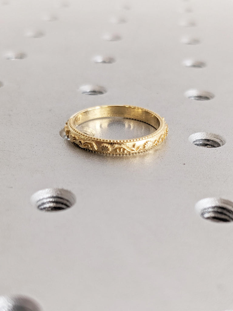 Leaf Ring, Gold Stacking Rings