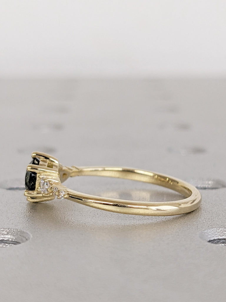 Vintage Blue Green Sapphire Ring, 18k/14k Solid Gold Ring, Dainty Engagement Ring, Peacock Sapphire Gemstone Ring, September Birthstone Ring