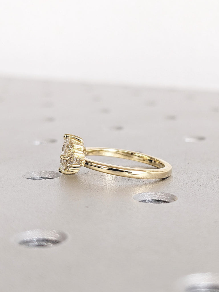 1-2ct Lab Grown Diamond Ring, 14k Gold Modern Ring, Princess Cut Diamond Starburst Ring, Vintage Engagement Ring, Wedding Ring for Women
