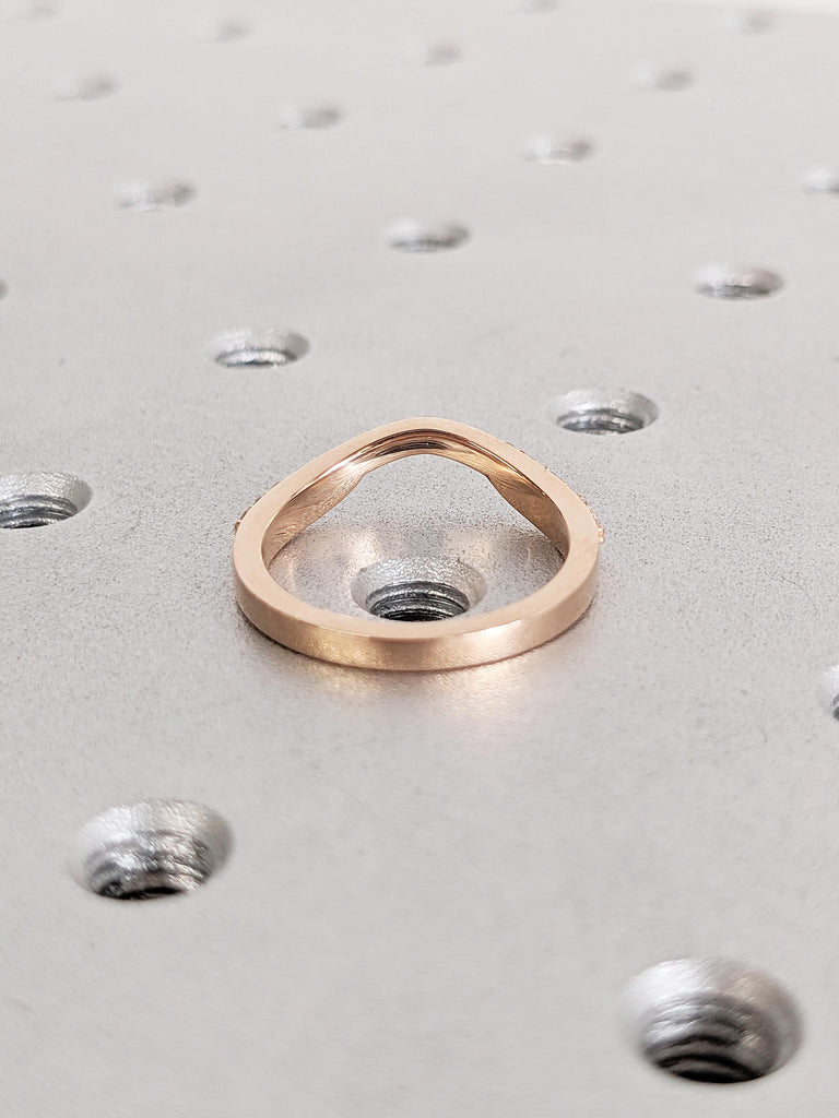 Diamond Wedding Band, 14k Rose Gold Wedding Ring, Diamond Stacking Ring, Womens Wedding Band, Personalized Gift for Her, Dainty Wedding Band