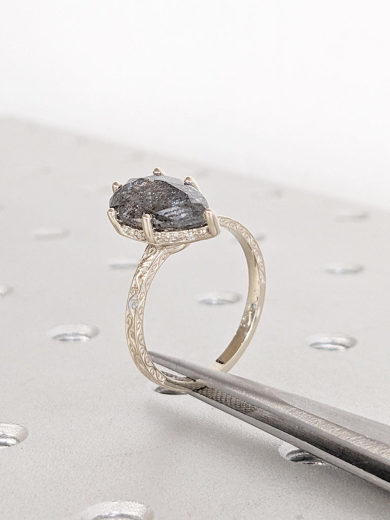 Pear Shaped Engagement Ring, 14k Gold Ring