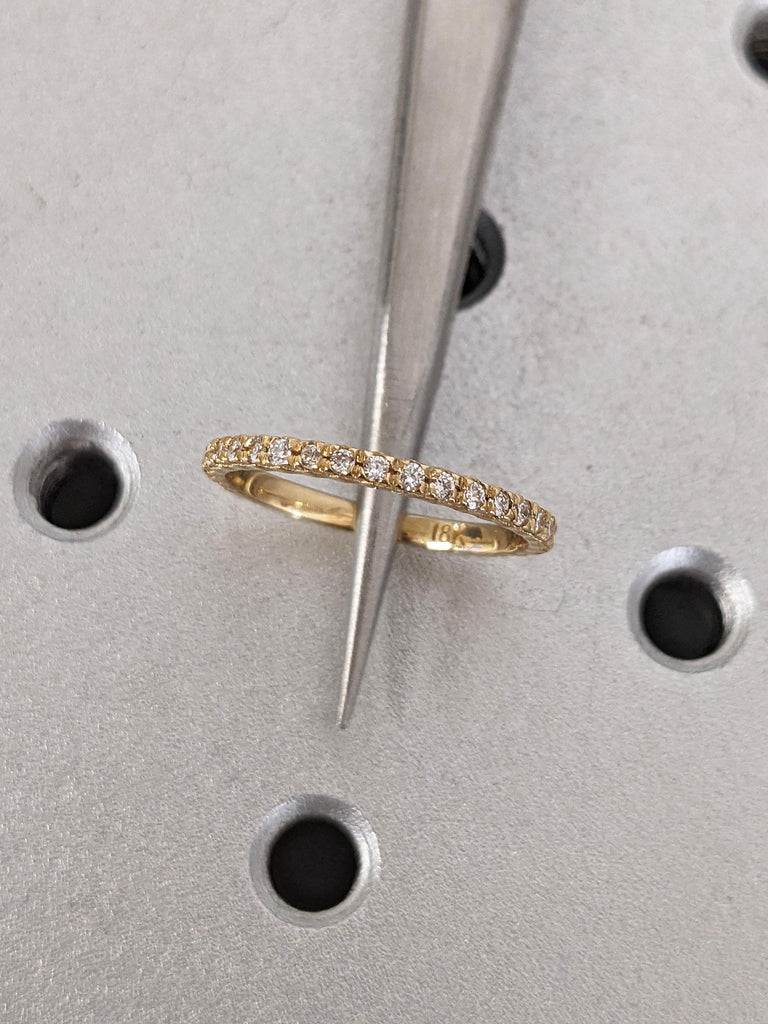 Lab Grown Round Diamond Wedding Band | Lab Created Diamond Wedding Ring | Diamond Anniversary Stacking Ring | White Yellow Rose 14k Gold