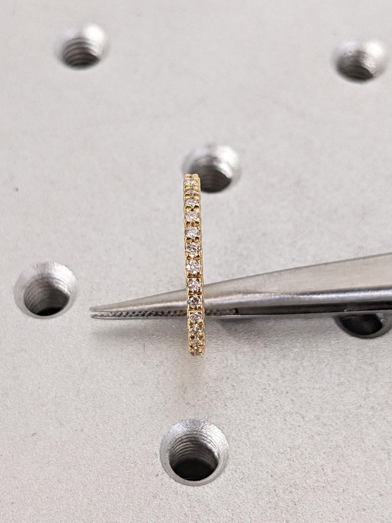 Lab Grown Round Diamond Wedding Band | Lab Created Diamond Wedding Ring | Diamond Anniversary Stacking Ring | White Yellow Rose 14k Gold