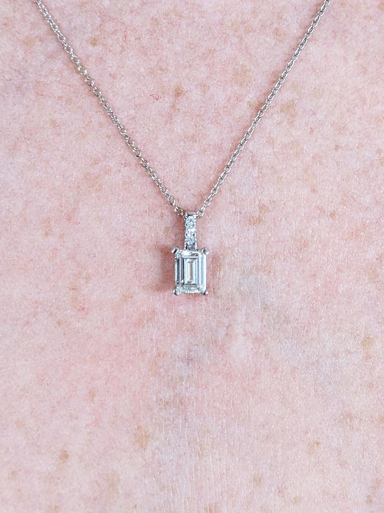 0.5 Carat Moissanite Everyday Necklace for Her | Simple Necklace | Dainty Moissanite and Diamond Necklace