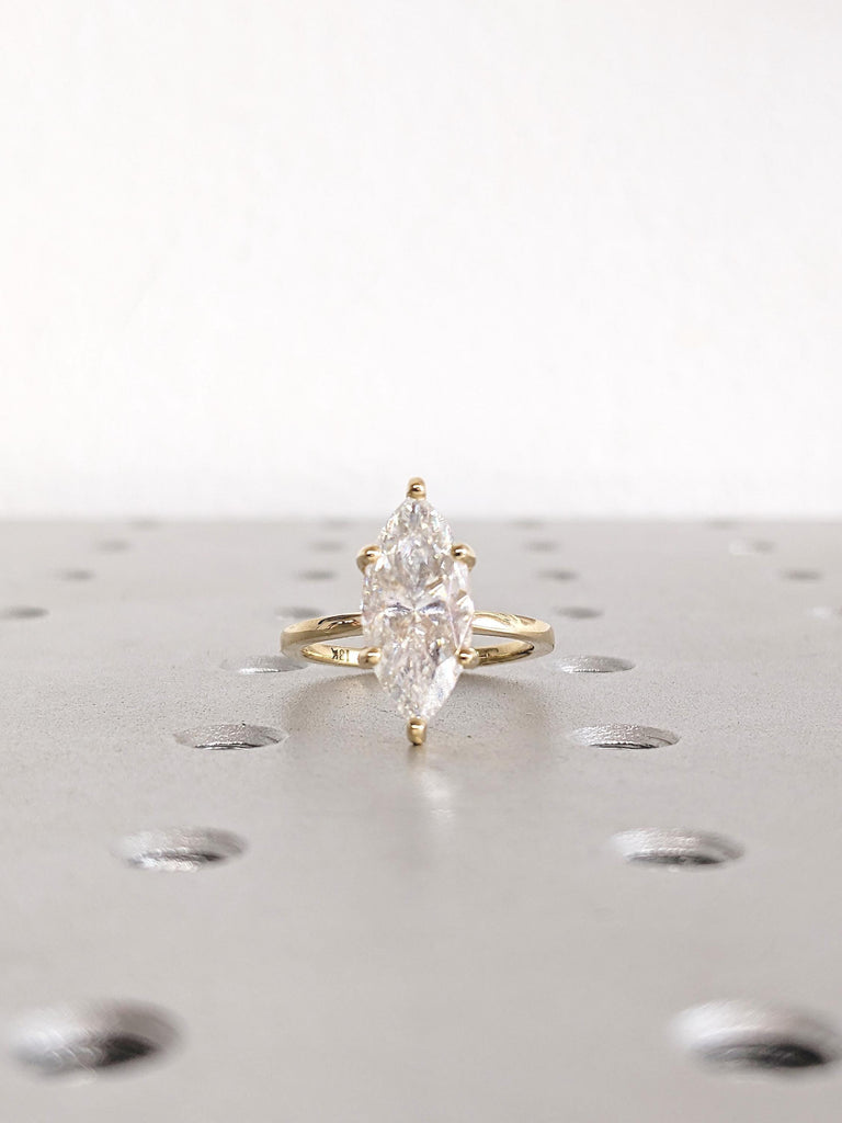 0.5-4ct Moissanite Ring, Hidden Halo Engagement Ring, Marquise Ring, 18k Gold Ring, Personalized Statement Ring, Handmade Rings for Women